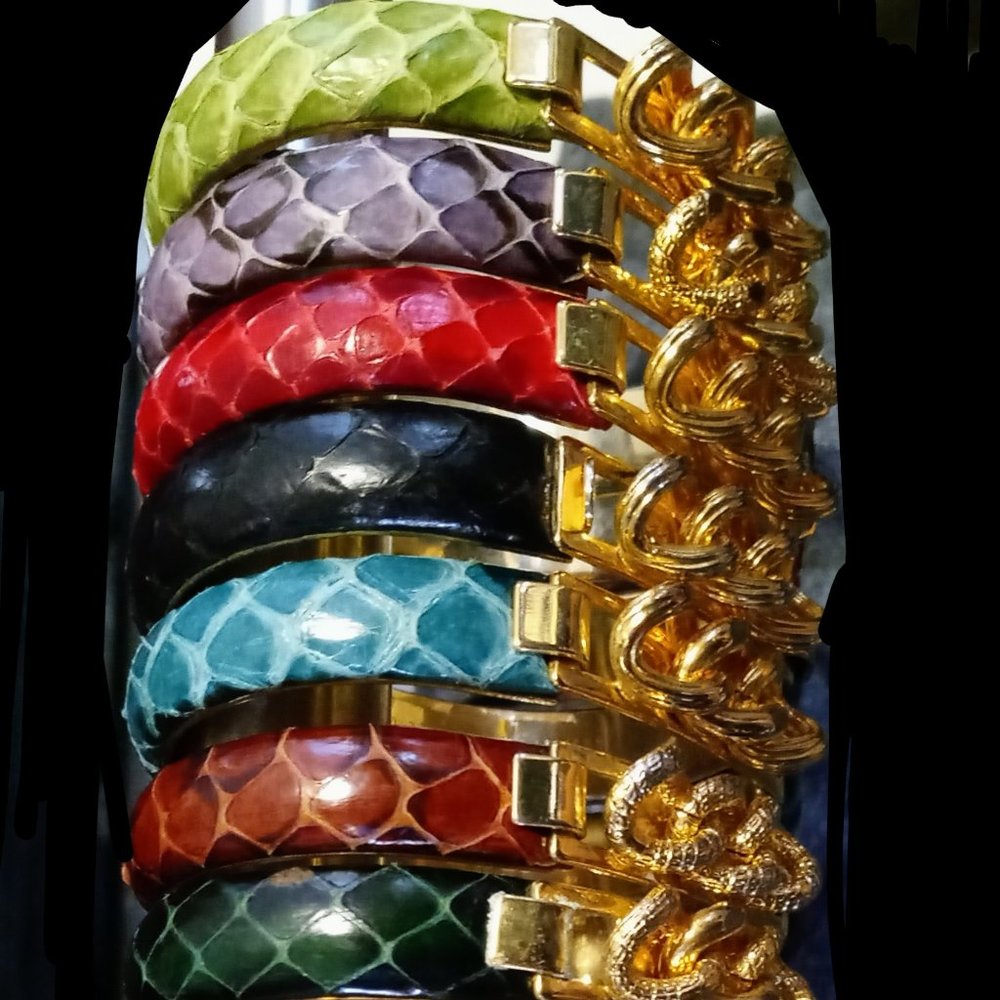 24K Gold-plated Snakeskin Bracelet from Florence, Italy